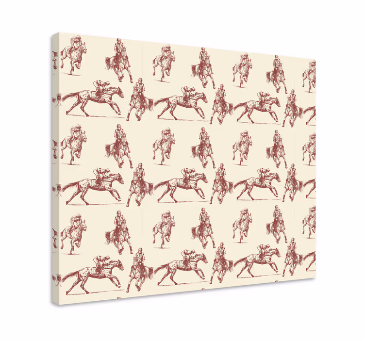 Cuadro caballos patrón de caballos beige y marrón - TenVinilo