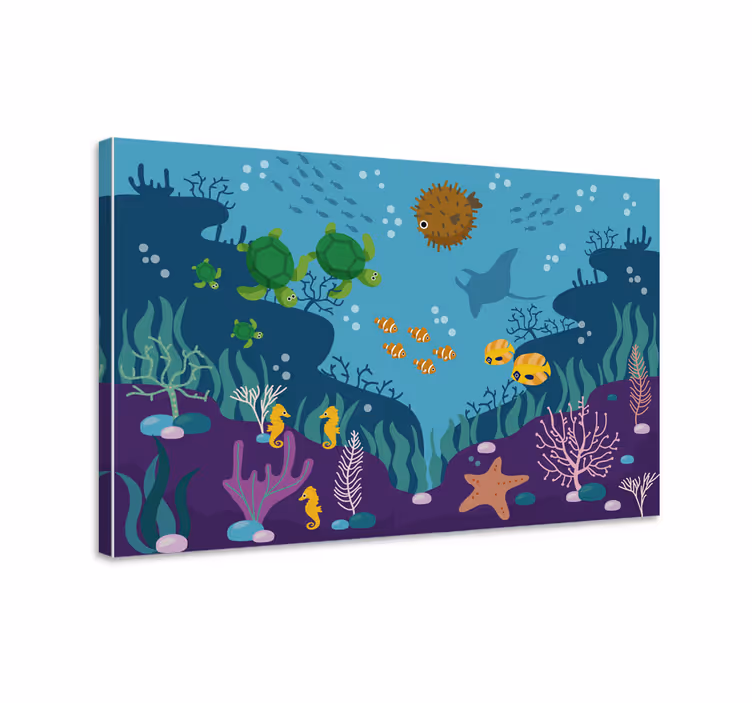 Cuadro de peces fotomural infantil en el mar - TenVinilo