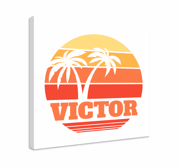 Cuadro personalizable palmas al atardecer - TenVinilo