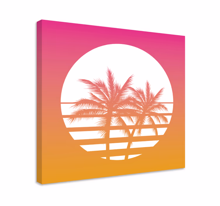 Cuadro paisaje sol con palmeras vintage - TenVinilo