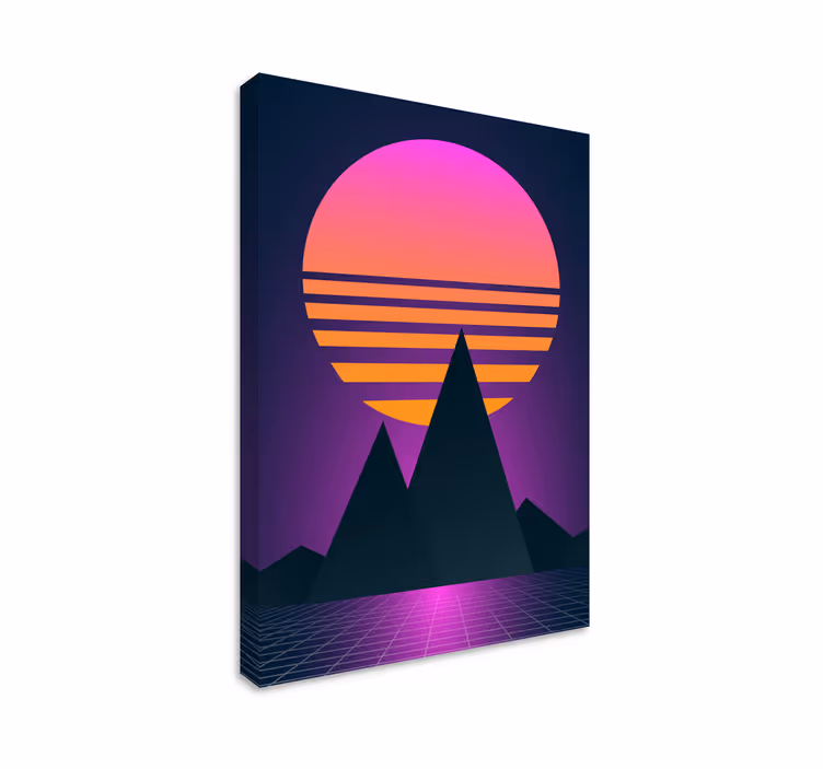 Cuadro paisaje atardecer morado vintage - TenVinilo