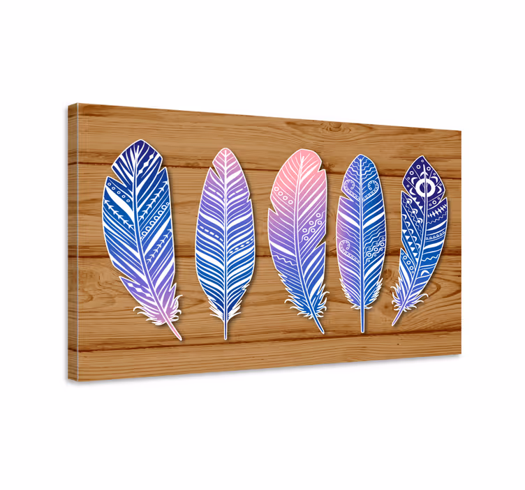 Cuadro plumas colección azul estilizada - TenVinilo