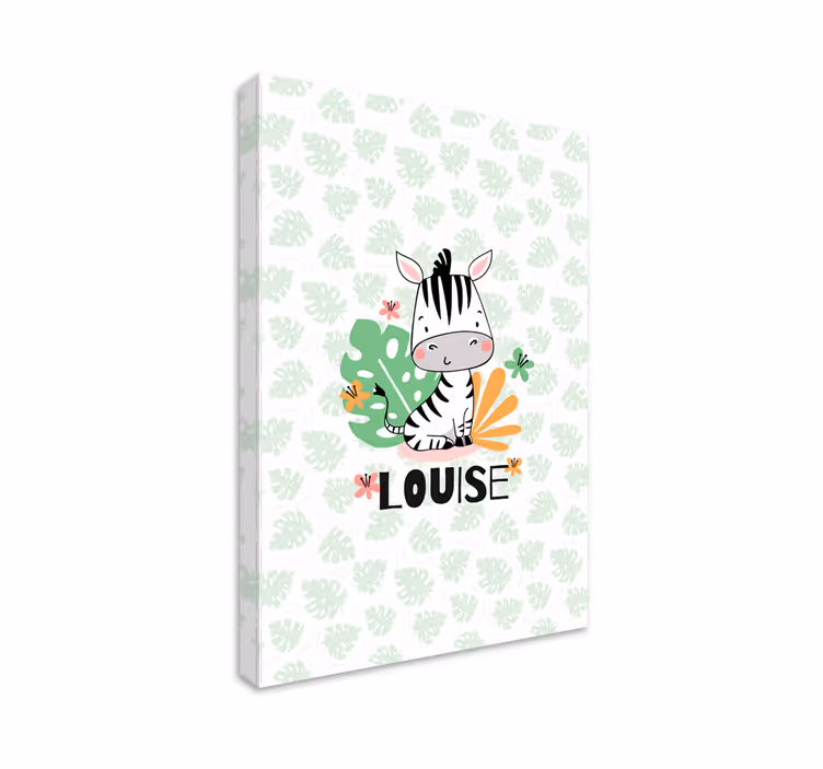 Cuadro para bebés ilustración de cebra personalizada - TenVinilo