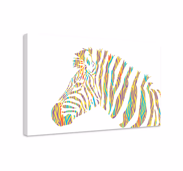 Cuadro animales cebra vintage colorida - TenVinilo