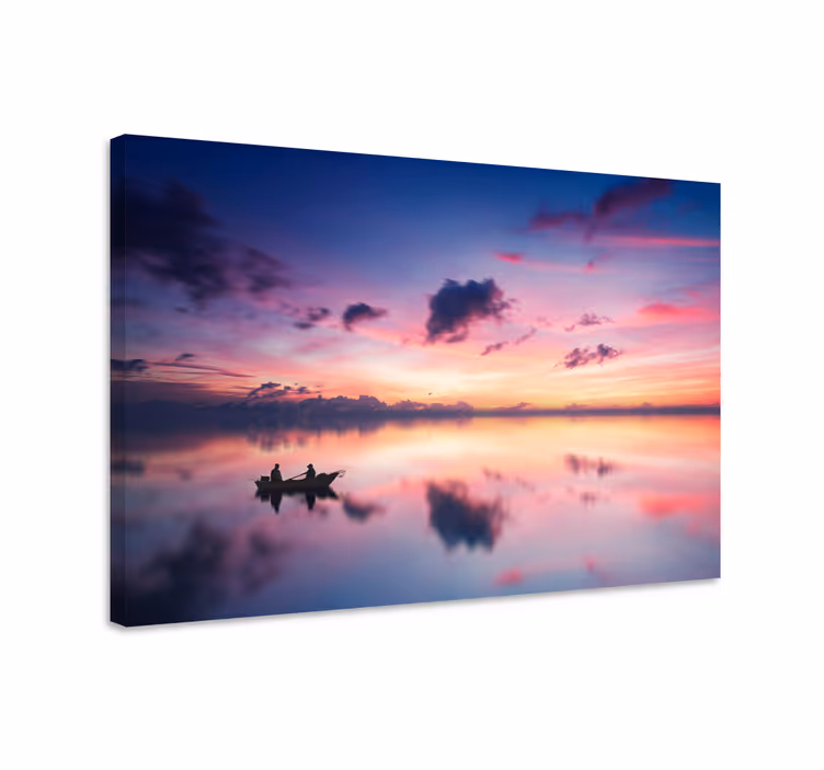 Cuadro paisaje atardecer en lago - TenVinilo