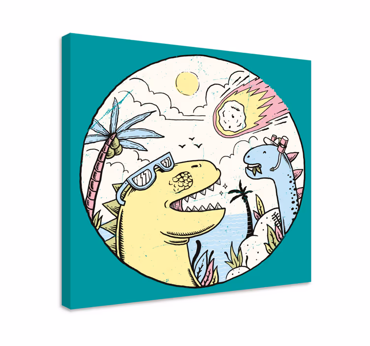 Cuadro dinosaurios caída de meteorito - TenVinilo