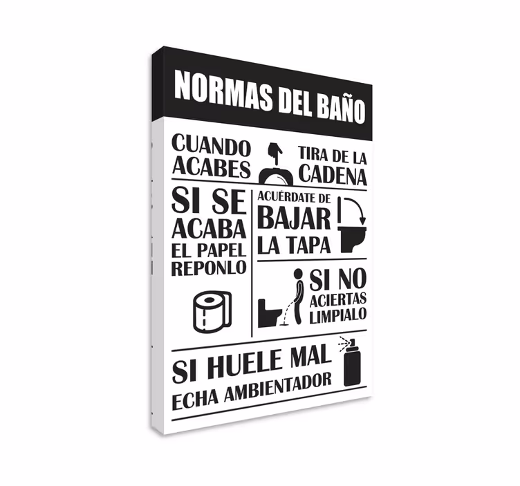 Cuadro para baños reglas del baño - TenVinilo