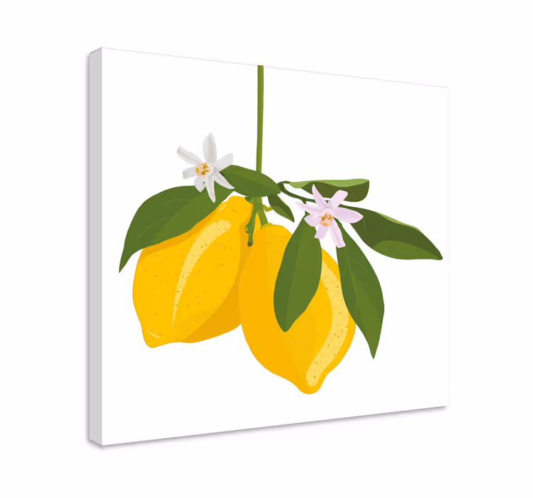 Cuadro frutas limones con flores - TenVinilo