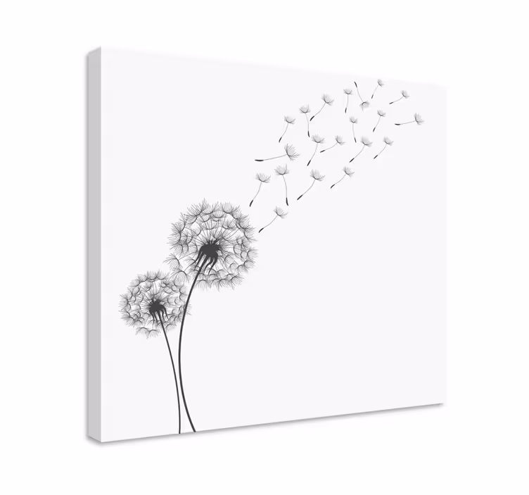 Cuadro de flores semillas de diente de león flotando - TenVinilo