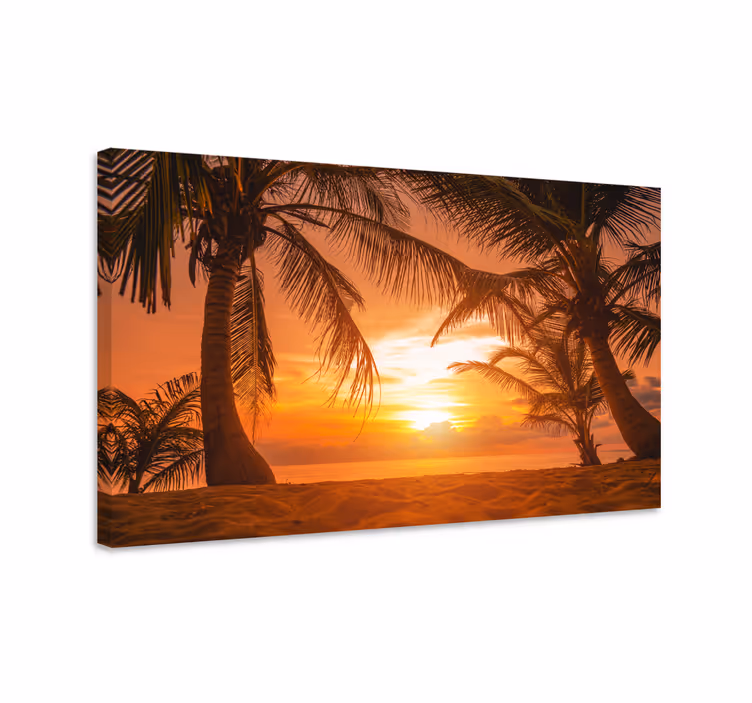 Cuadro cabecero cama Puesta de sol en la playa - TenVinilo