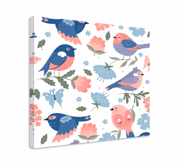 Cuadro aves Patrón de pájaros azules - TenVinilo