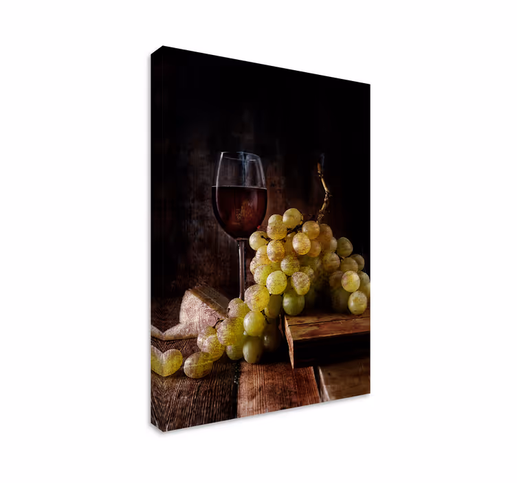 Cuadro bodegones Uvas verdes y vino tinto - TenVinilo