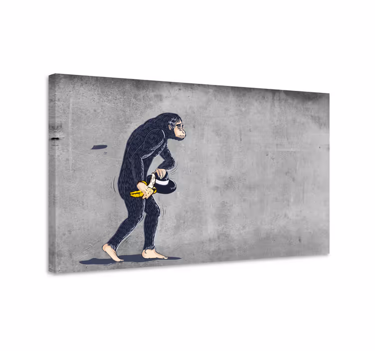 Cuadro en arte Mono banksy con plátano - TenVinilo