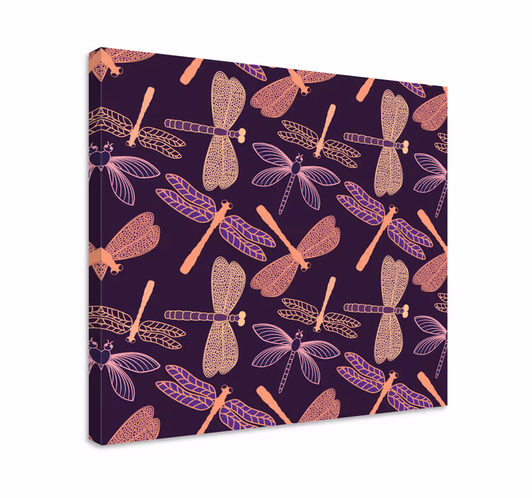 Cuadro libélulas Patrón rosa y morado - TenVinilo