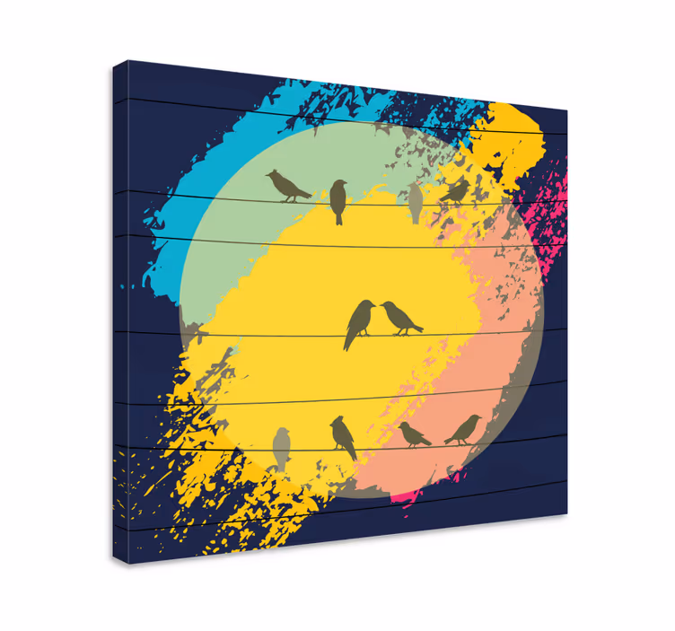 Cuadro aves siluetas circulares retro - TenVinilo