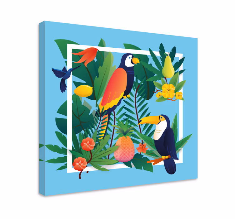 Cuadro aves Aves tropicales con frutas - TenVinilo