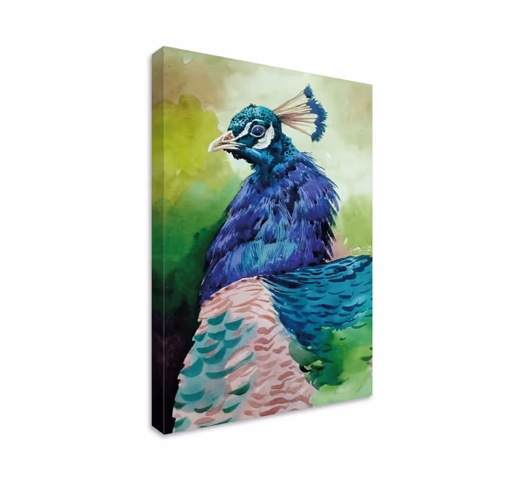 Cuadro aves retrato del pavo real majestuoso - TenVinilo