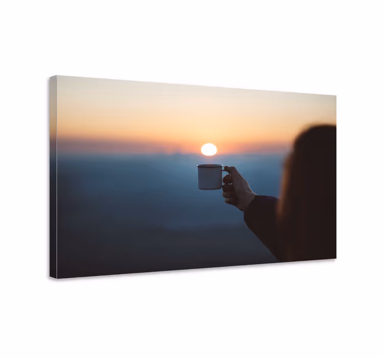Cuadro de personas con taza en las manos - TenVinilo