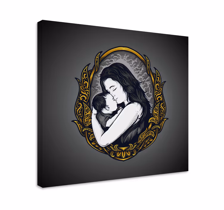 Cuadro de personas abrazo maternal - TenVinilo