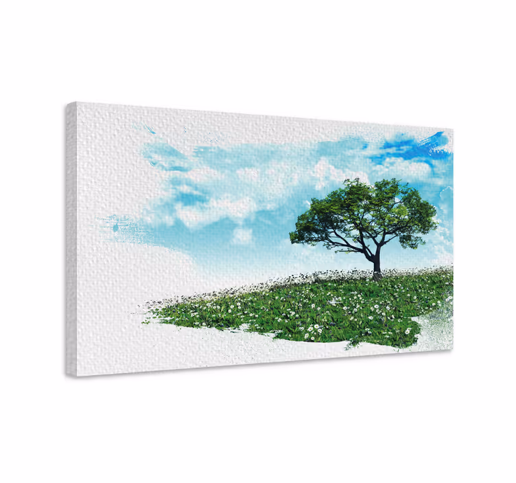 Cuadro árboles Paisaje pintado con - TenVinilo