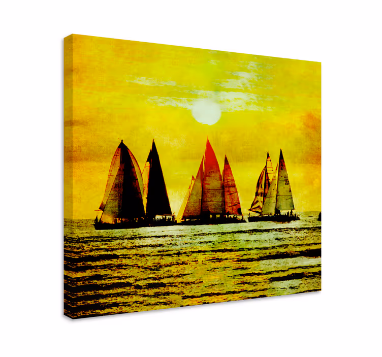 Cuadro de marineros escena de navegación al atardecer - TenVinilo