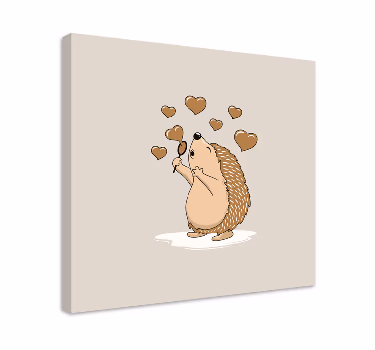 Cuadro animales Erizo con corazones de amor - TenVinilo