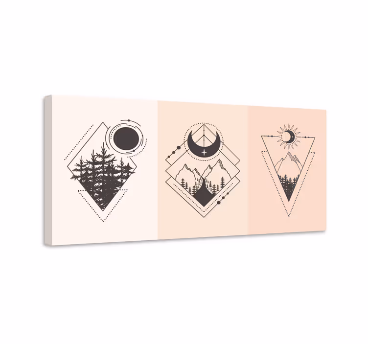 Cuadro figuras geométricas emblema geométrico montaña - TenVinilo