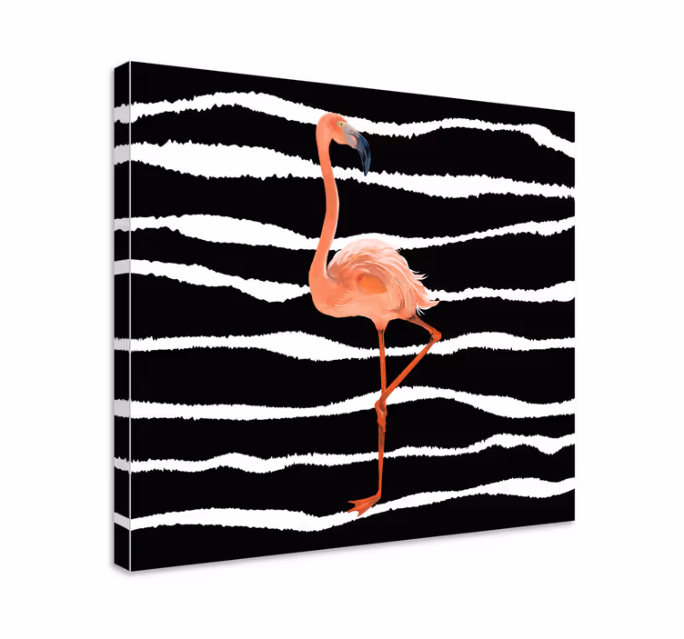 Cuadro animales Lindo flamenco rosado en rayas - TenVinilo