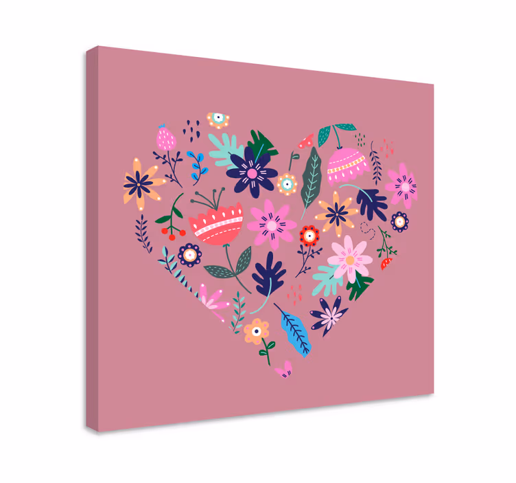 Cuadro de flores Colorido corazón femenino de flores - TenVinilo