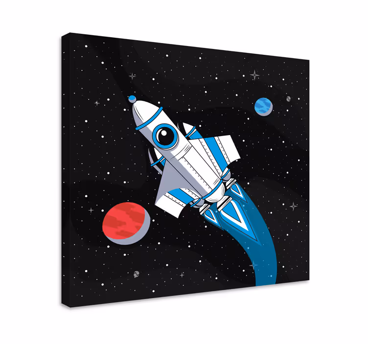 Cuadro decorativo videojuego cohete en el espacio - TenVinilo