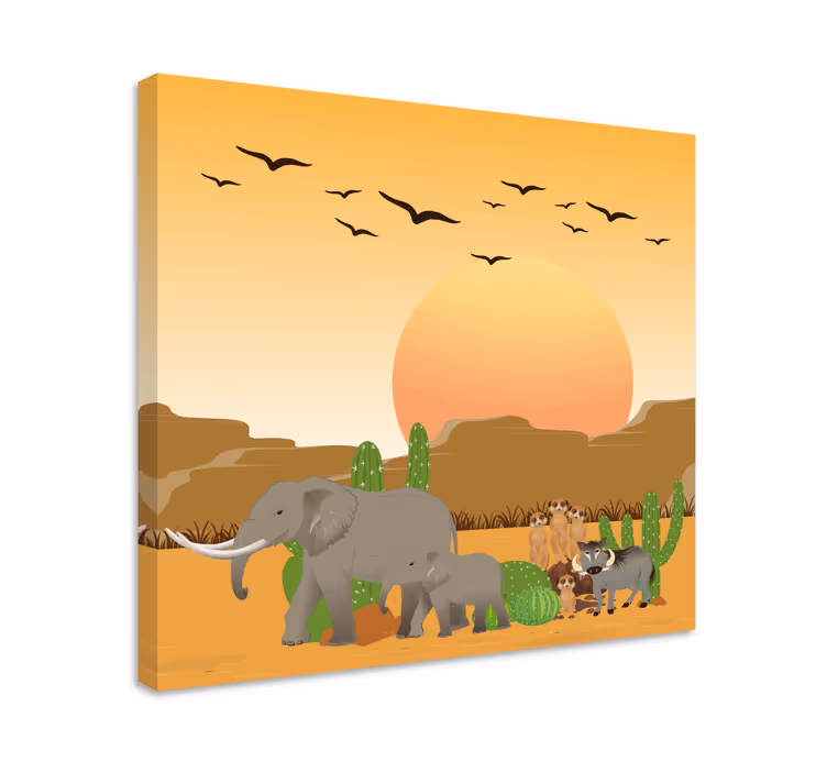 Cuadro infantil Animales africanos en la naturaleza - TenVinilo