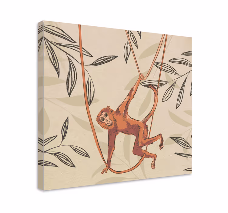 Cuadro animales mono columpiándose - TenVinilo
