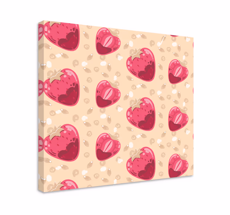 Cuadro bodegones patrón de corazones de fresa - TenVinilo