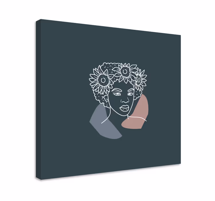 Cuadro de flores Girasol minimalista con mujer - TenVinilo