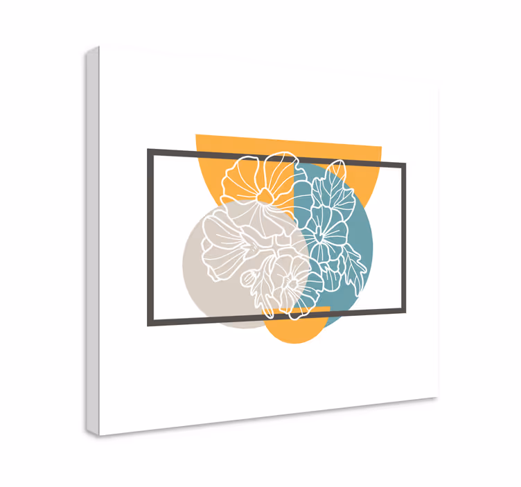 Cuadro de flores Rectángulo minimalista y flores. - TenVinilo