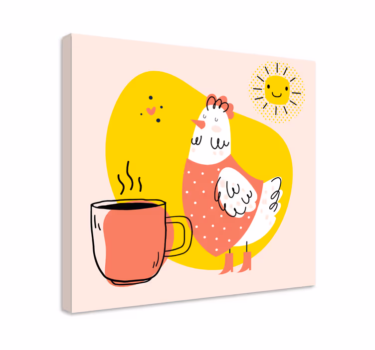 Cuadro animales pollo alegre por la mañana - TenVinilo