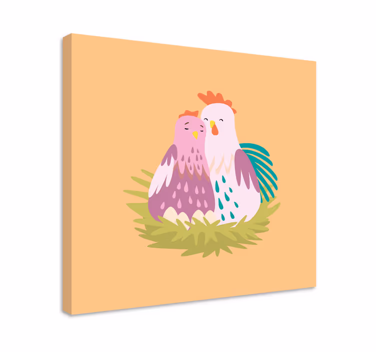 Cuadro animales pareja de gallinas en nido - TenVinilo