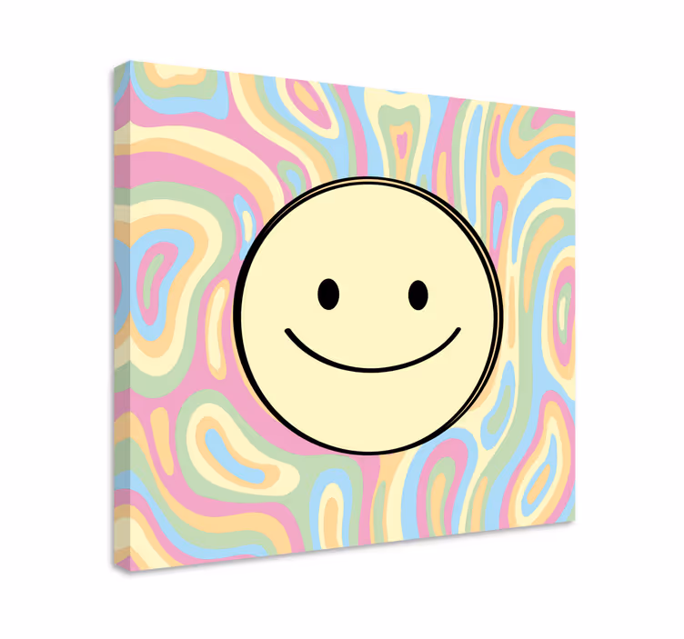 Cuadro en arte Cara sonriente colorida del teñido anudado - TenVinilo