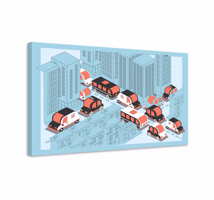 Cuadro ciudades escena de tráfico urbano - TenVinilo
