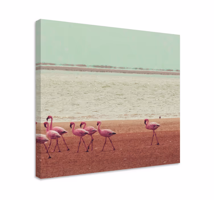 Cuadro aves flamencos cerca del agua - TenVinilo