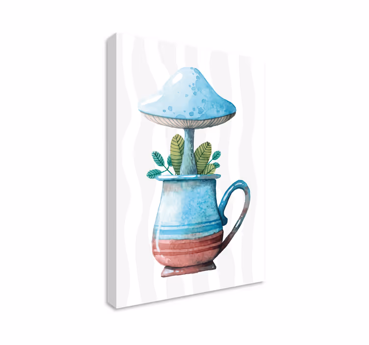 Cuadro para cocina Lindo diseño de setas en taza - TenVinilo