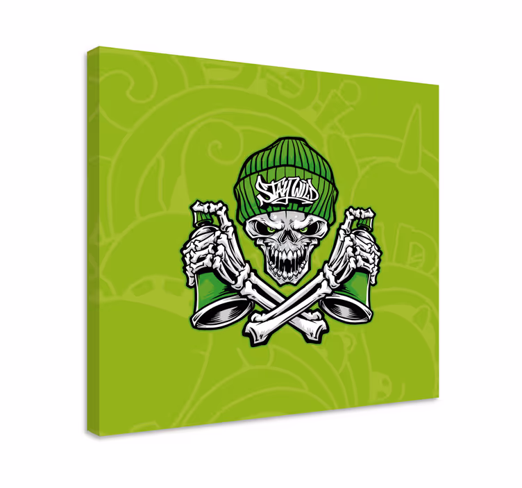 Cuadro de personas calavera con tazas - TenVinilo