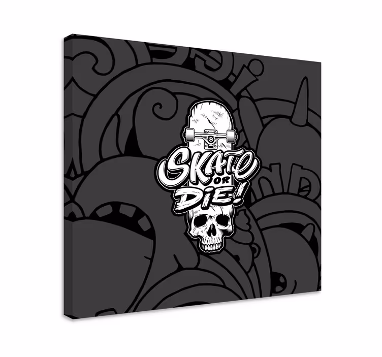 Cuadro deporte diseño de calavera skateboard - TenVinilo