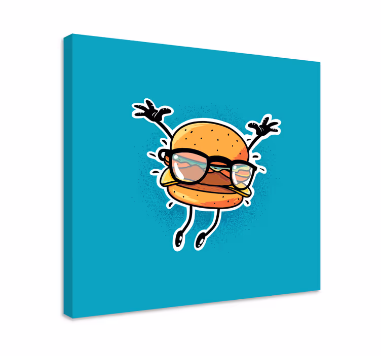 Cuadro con frase personaje de hamburguesa feliz - TenVinilo