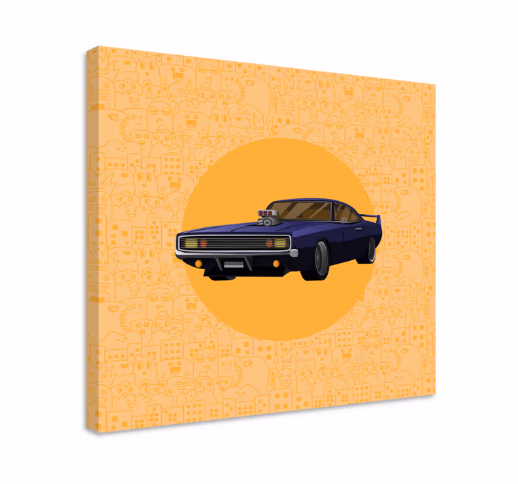 Cuadro moderno Dibujos animados de coche corriendo musculoso - TenVinilo