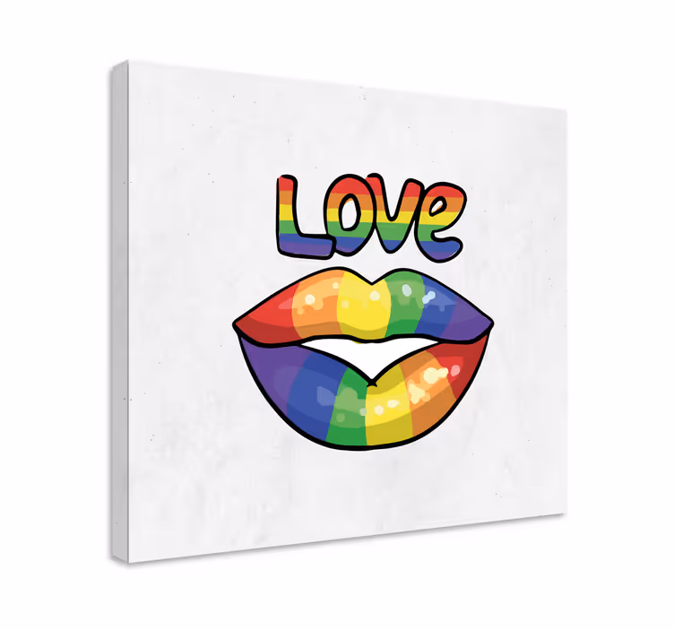 Cuadro frase labios coloridos de amor - TenVinilo