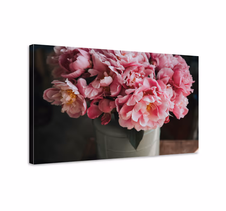 Cuadro de flores arreglo de peonías rosadas - TenVinilo