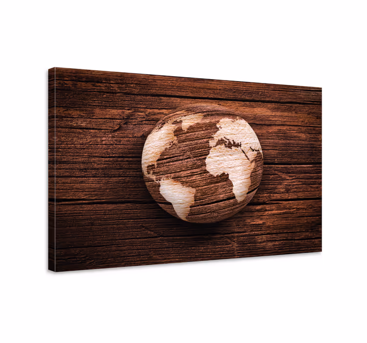 Cuadro 3d Mapamundi geográfico de madera - TenVinilo