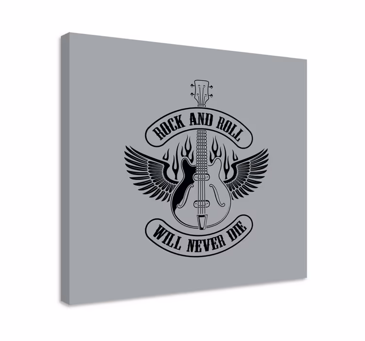 Cuadro musical Guitarra en fuego con texto rock - TenVinilo