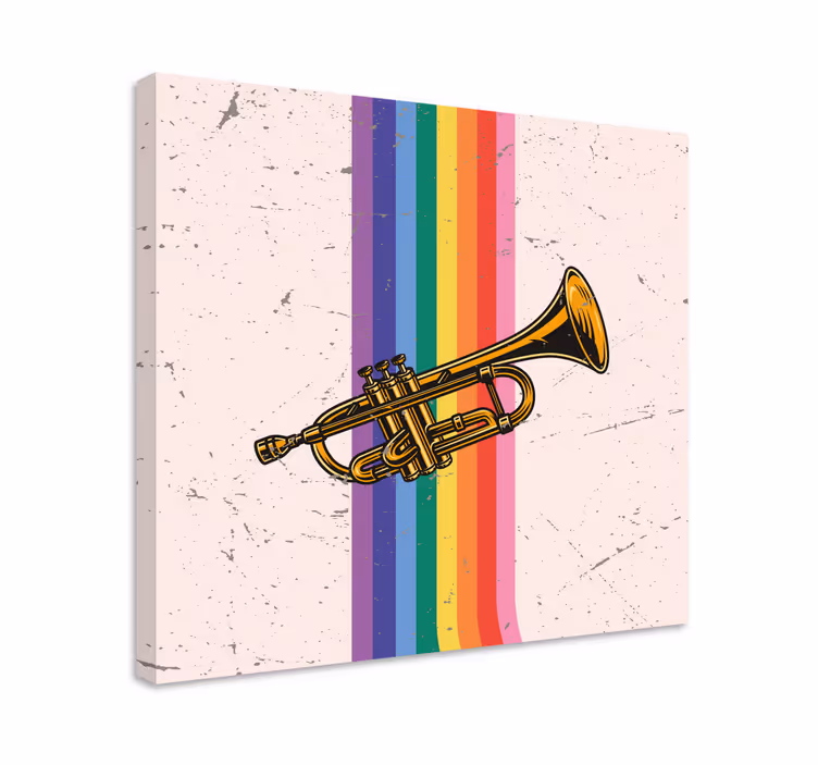 Cuadro para dormitorio Trompeta de latón de colores - TenVinilo